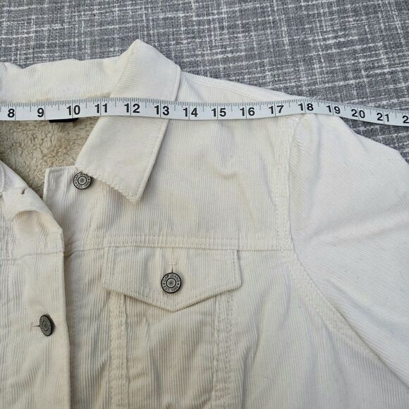 Y2K GAP Corduroy Sherpa Lined Trucker Jacket Women's L/XL Cream/Ivory - Picture 5 of 13